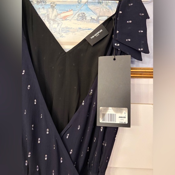 The Kooples Asymmetrical Navy Dress with Silver Dots Size Small - Picture 5 of 9